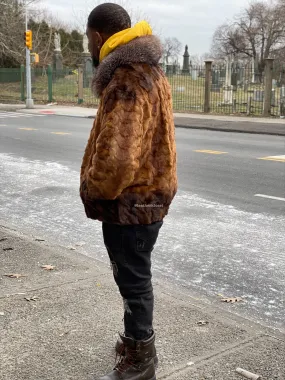 Men's Mink with Fox Fur Bomber Jacket