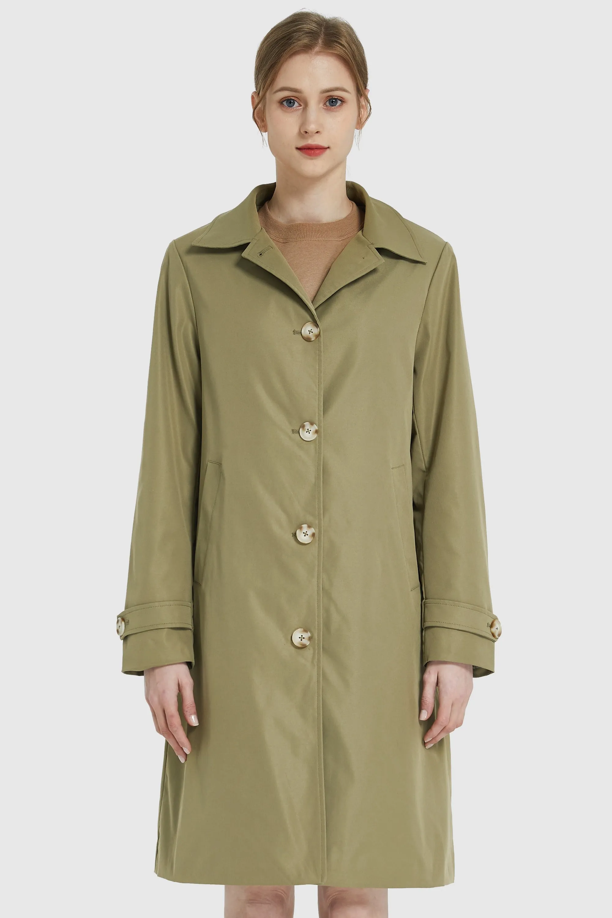 Mid Long Single-Breasted Trench Coat