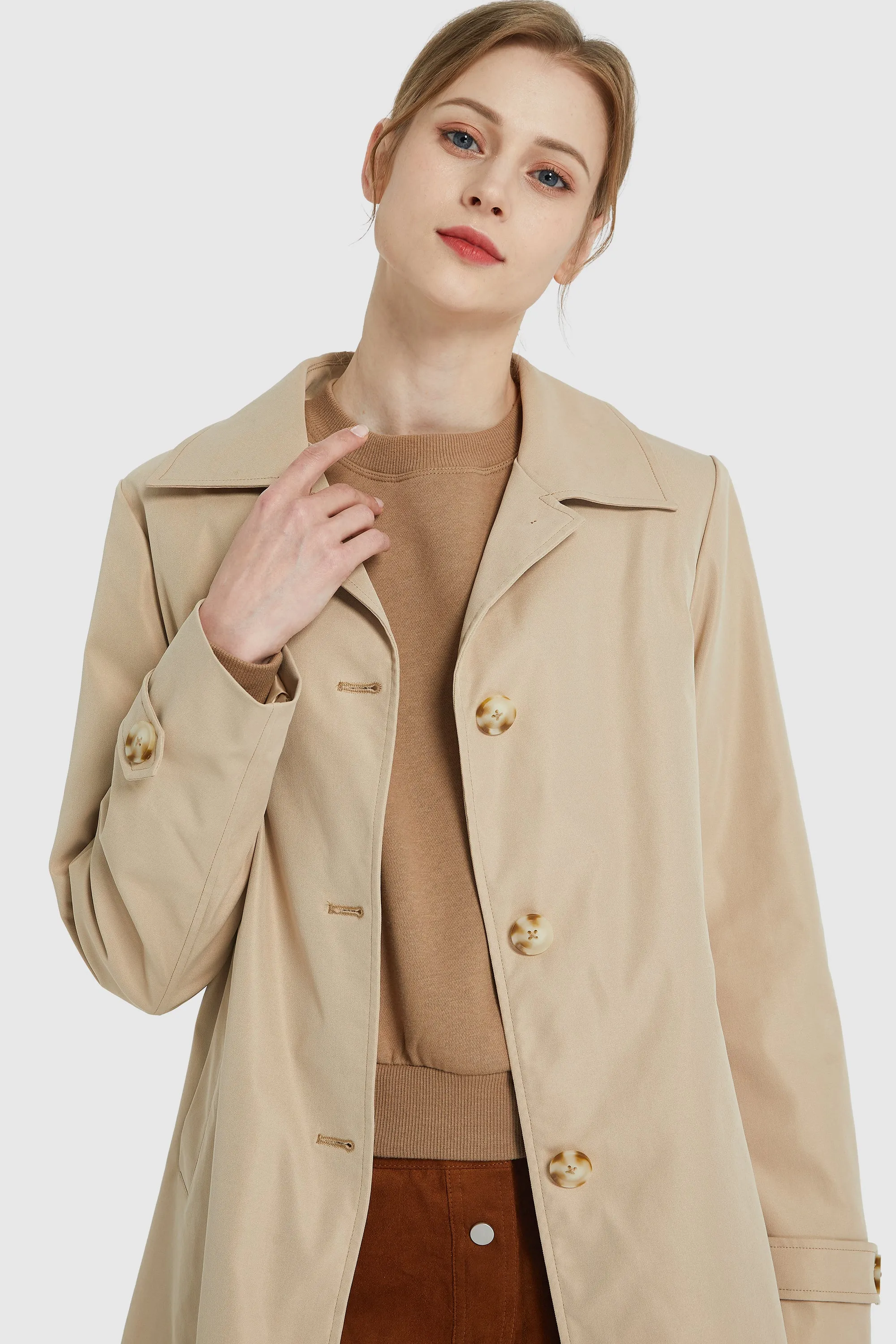 Mid Long Single-Breasted Trench Coat