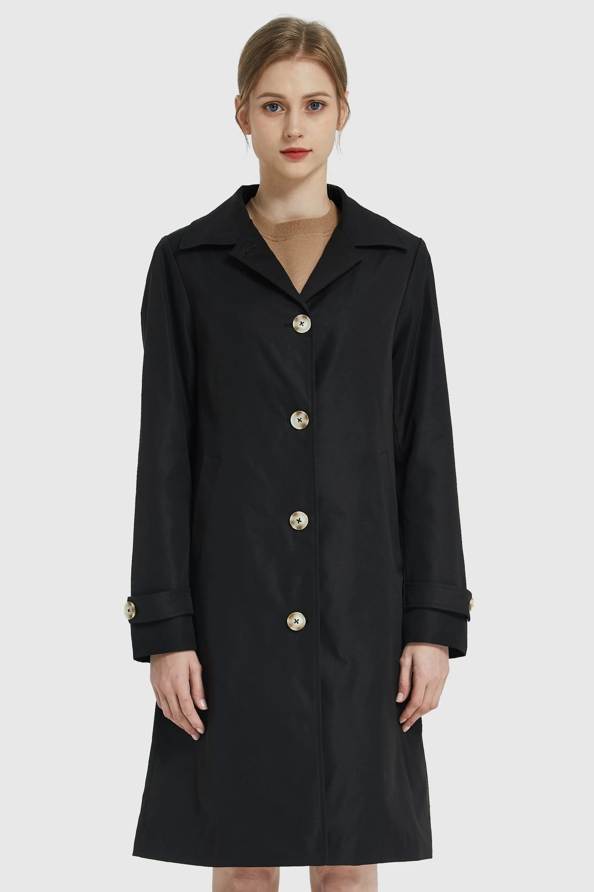 Mid Long Single-Breasted Trench Coat