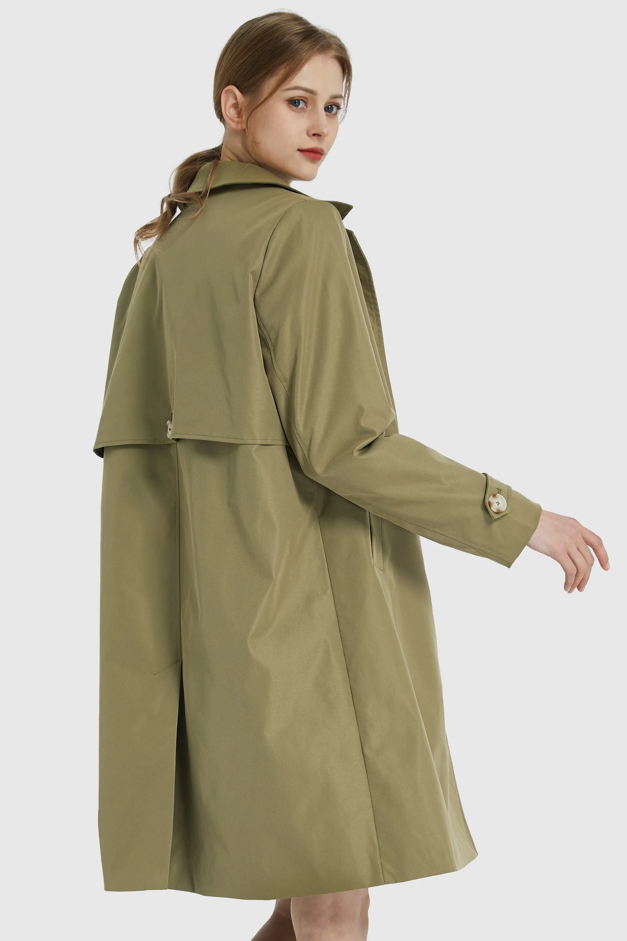 Mid Long Single-Breasted Trench Coat