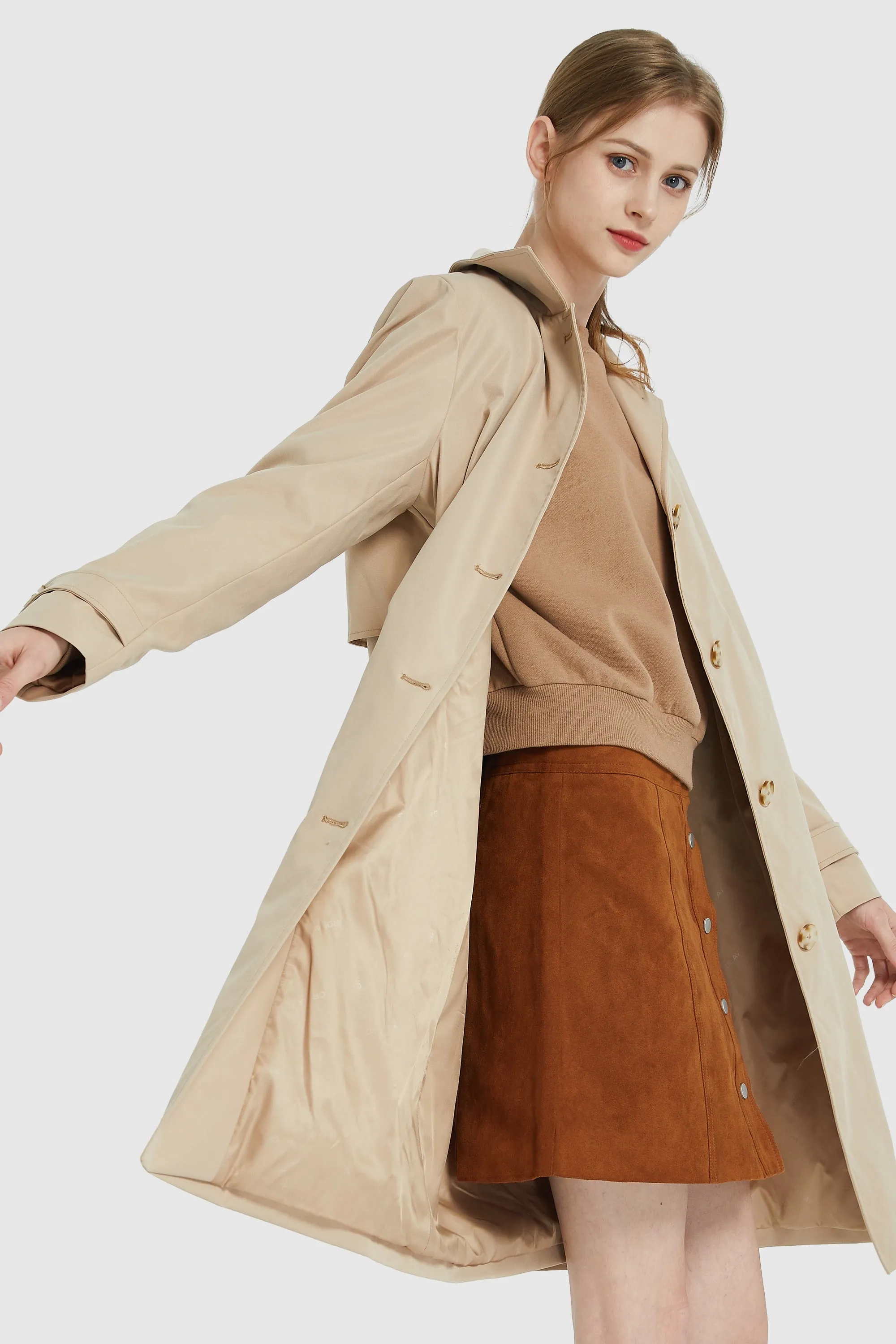 Mid Long Single-Breasted Trench Coat