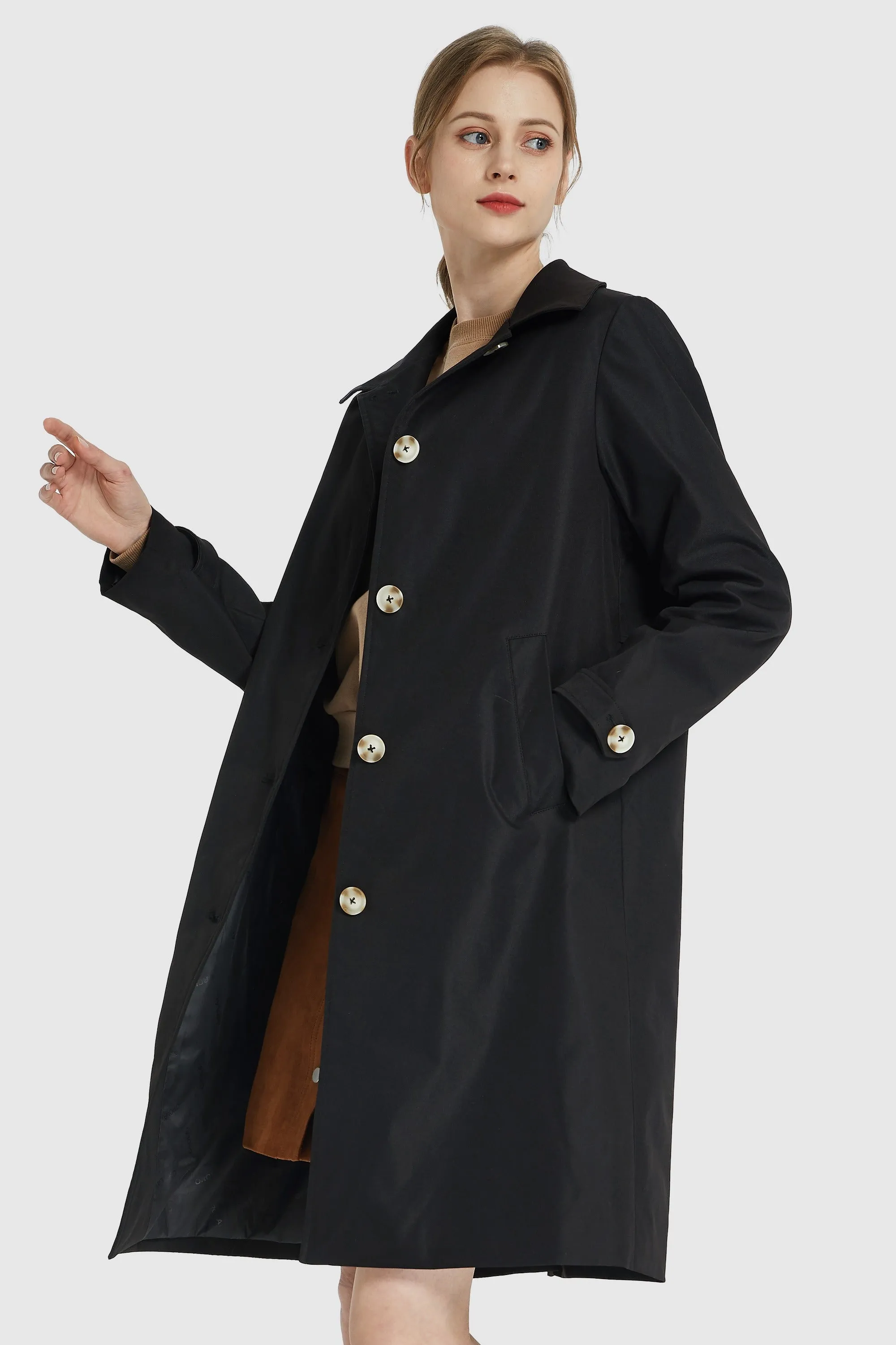 Mid Long Single-Breasted Trench Coat