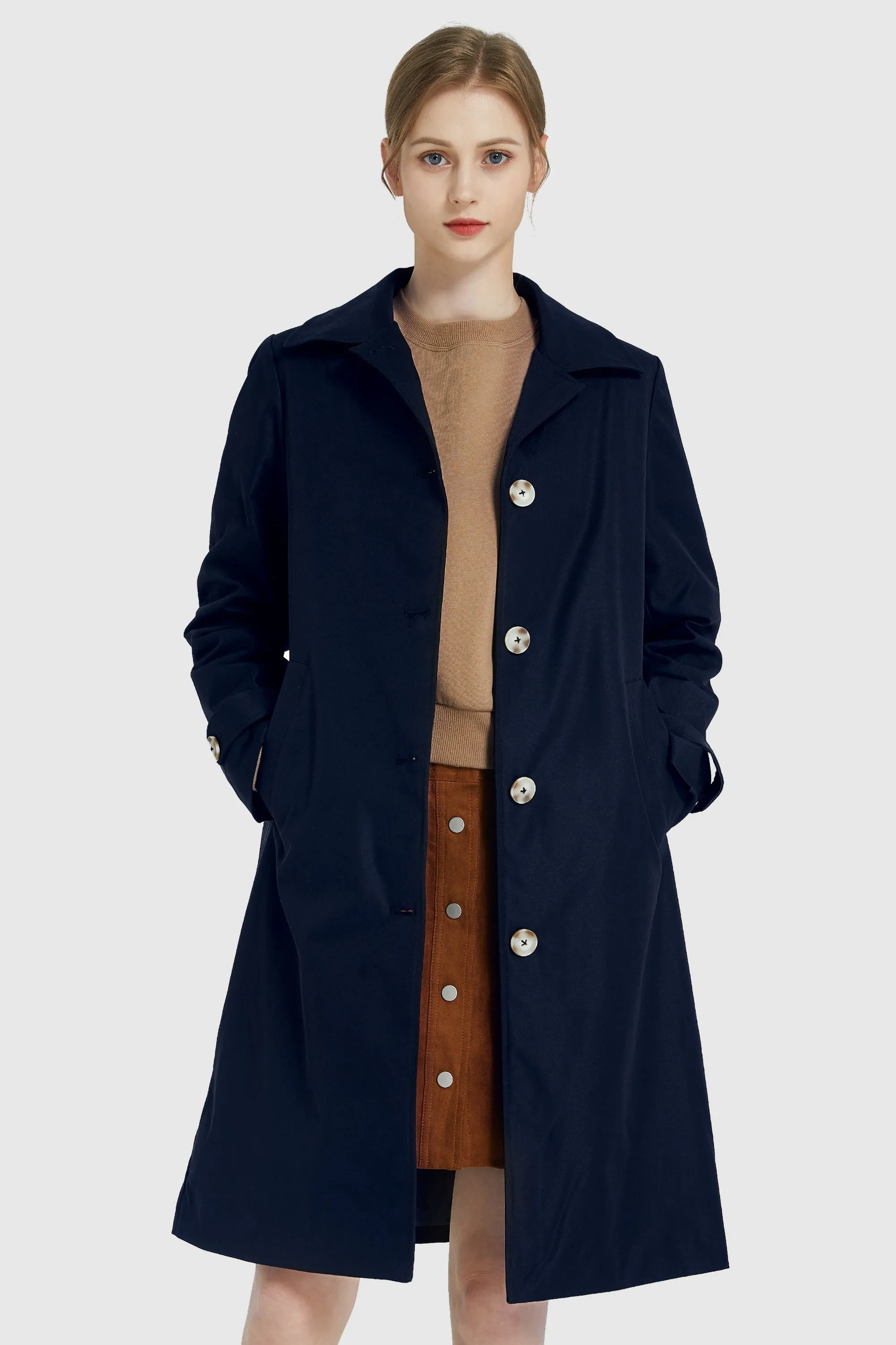 Mid Long Single-Breasted Trench Coat