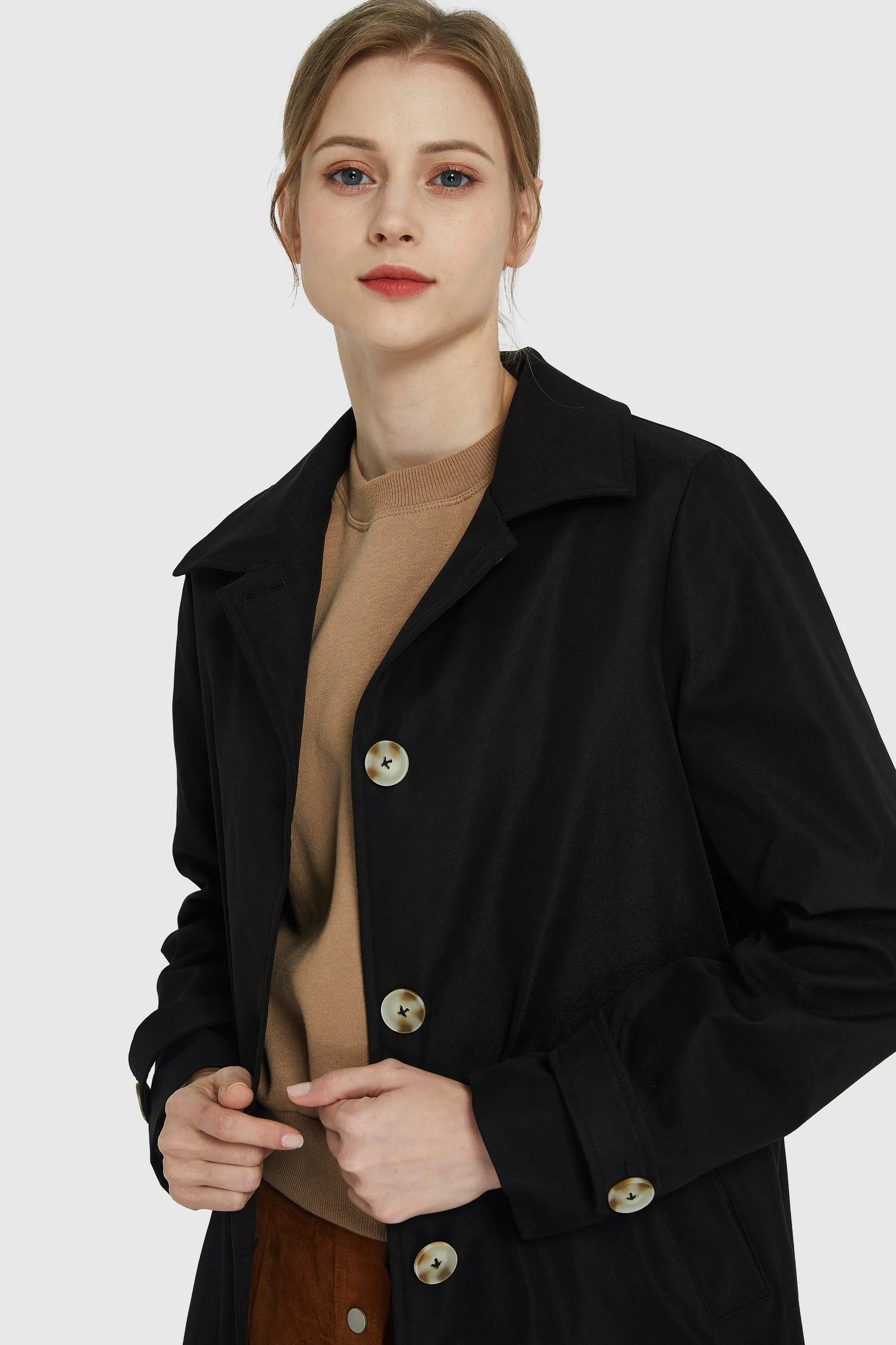 Mid Long Single-Breasted Trench Coat