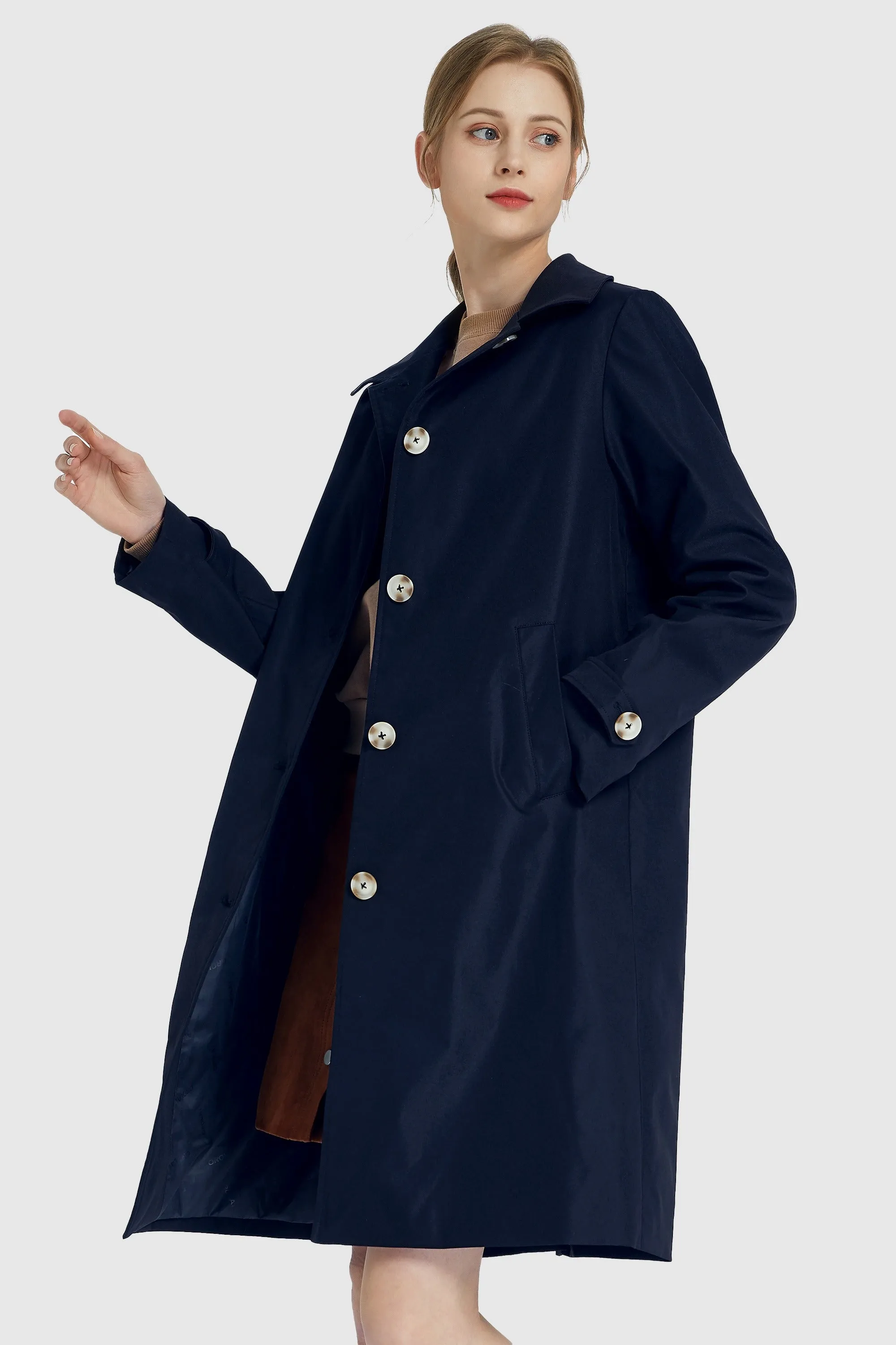 Mid Long Single-Breasted Trench Coat