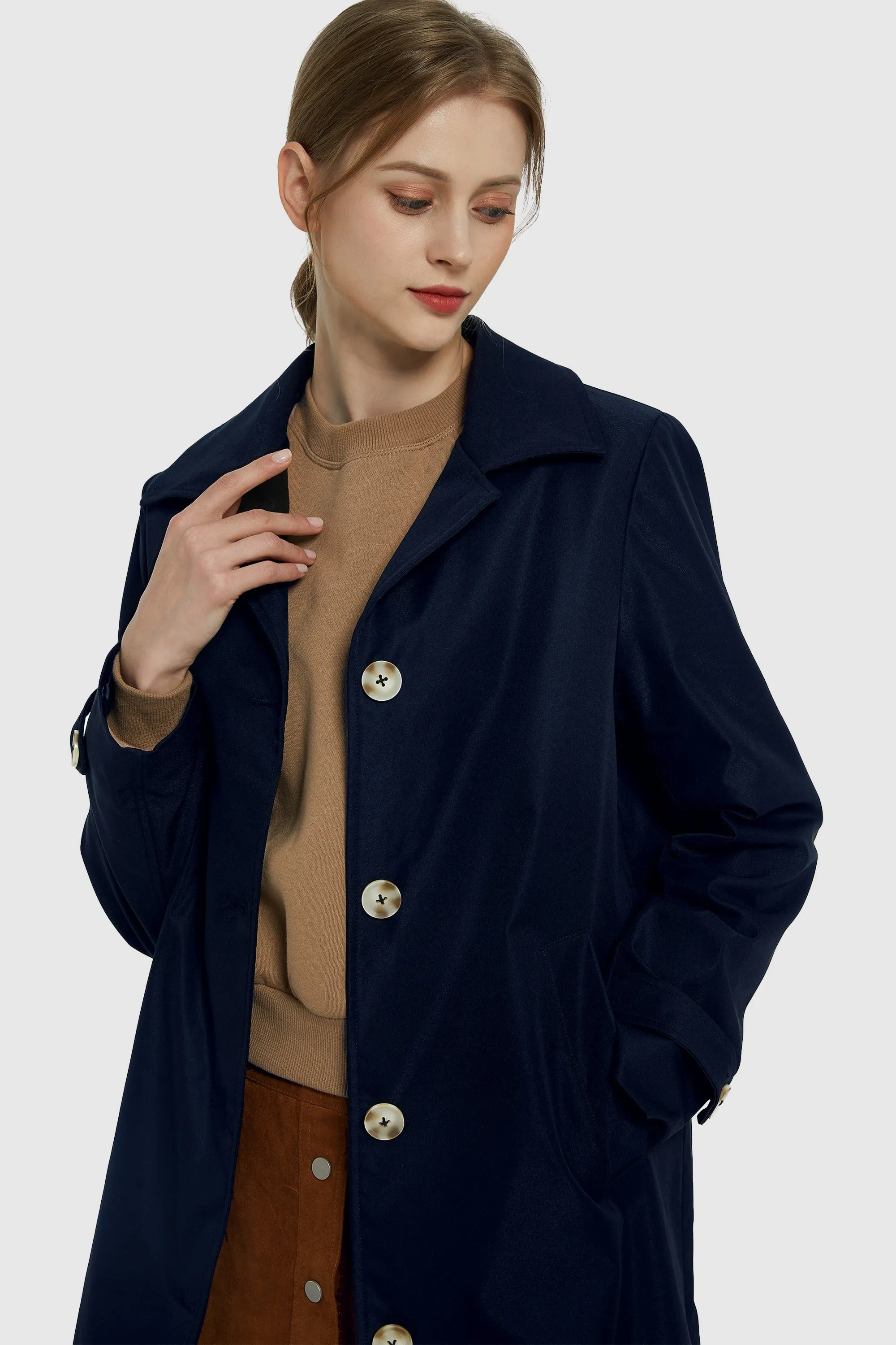 Mid Long Single-Breasted Trench Coat