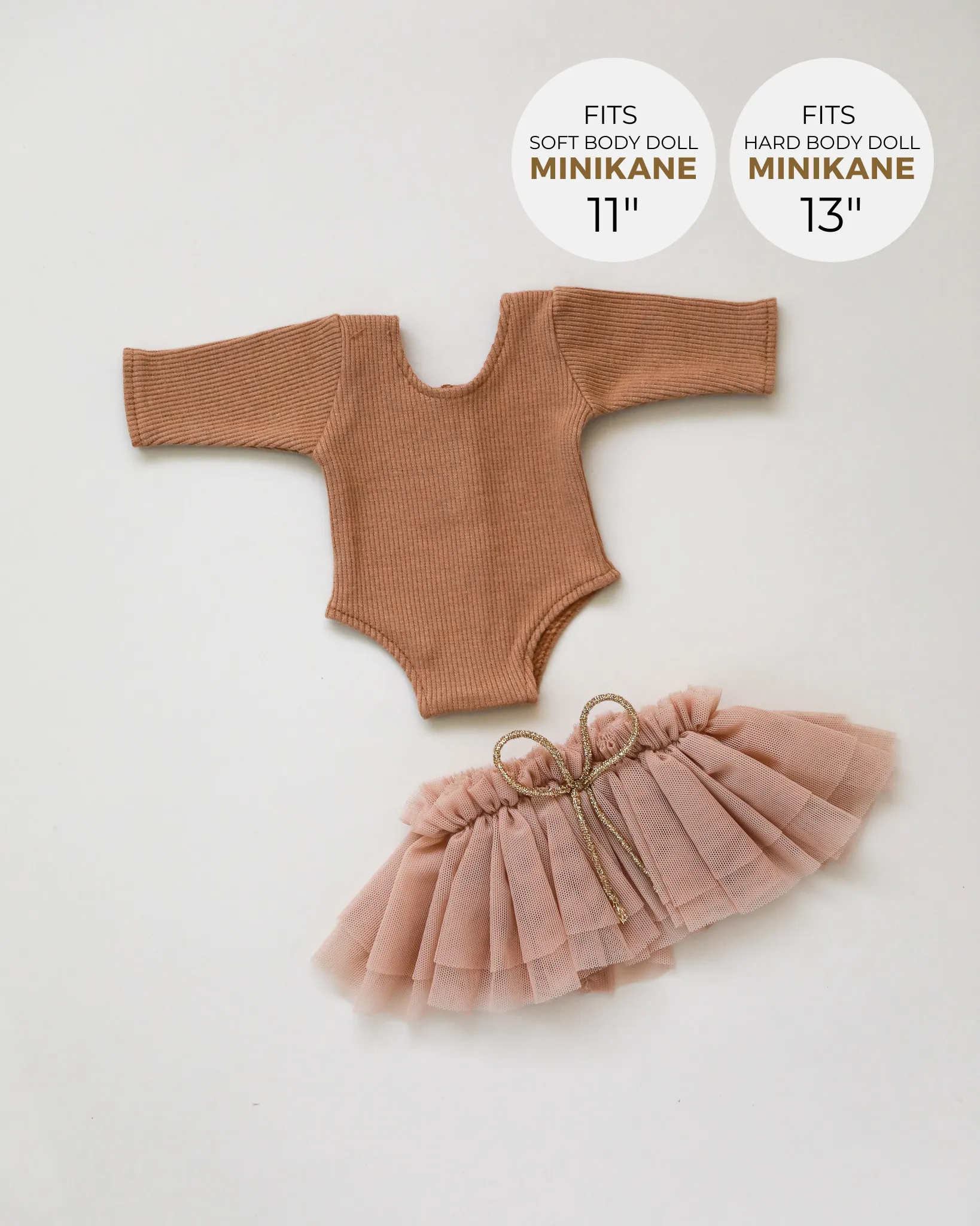 Minikane Doll Clothes | Doll Tutu Bodysuit - Cinnamon