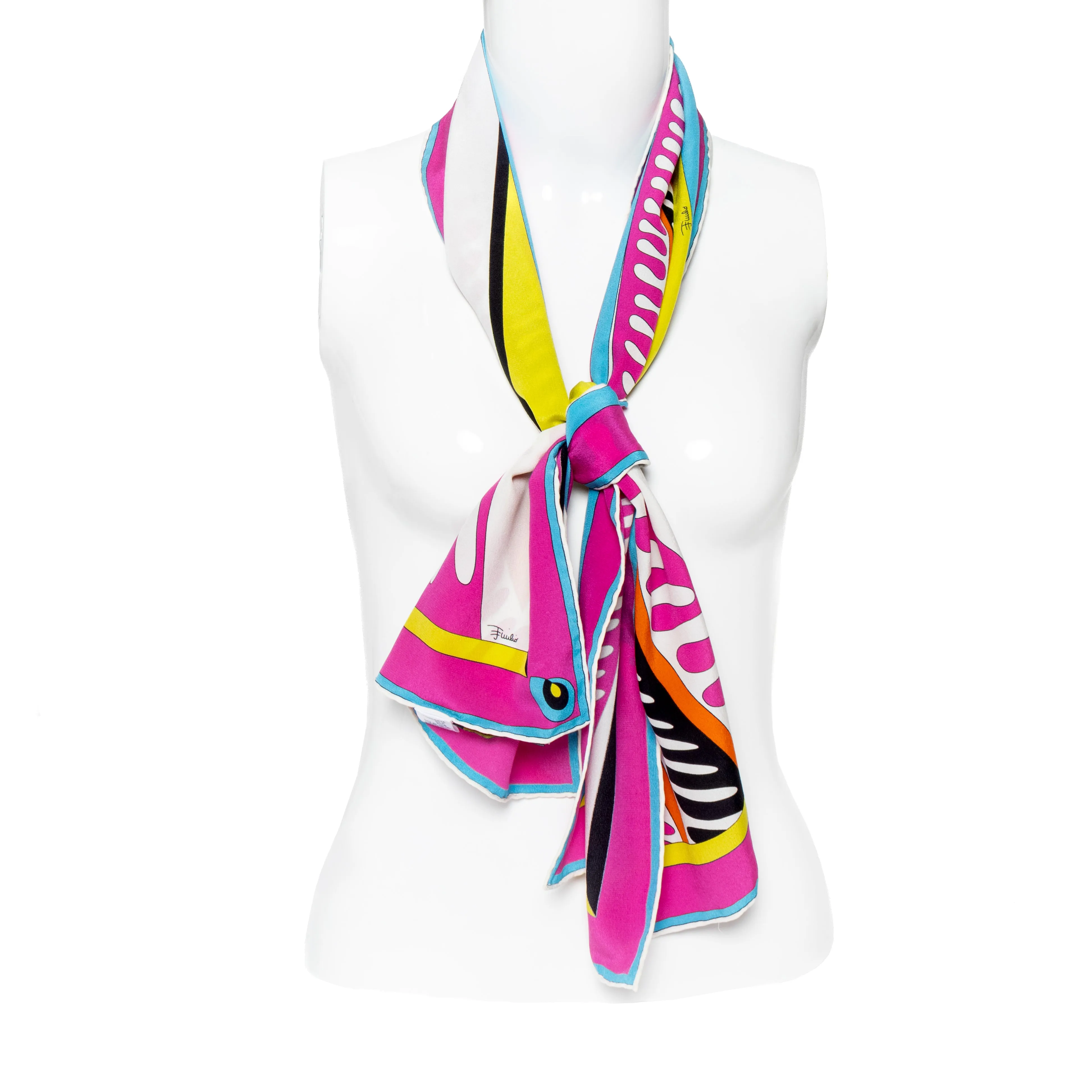 Multicolored Silk Abstract Print Scarf