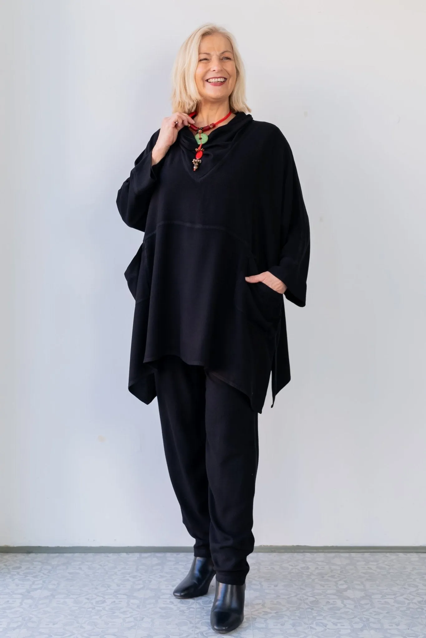 Oversize Cowl Tunic - Black