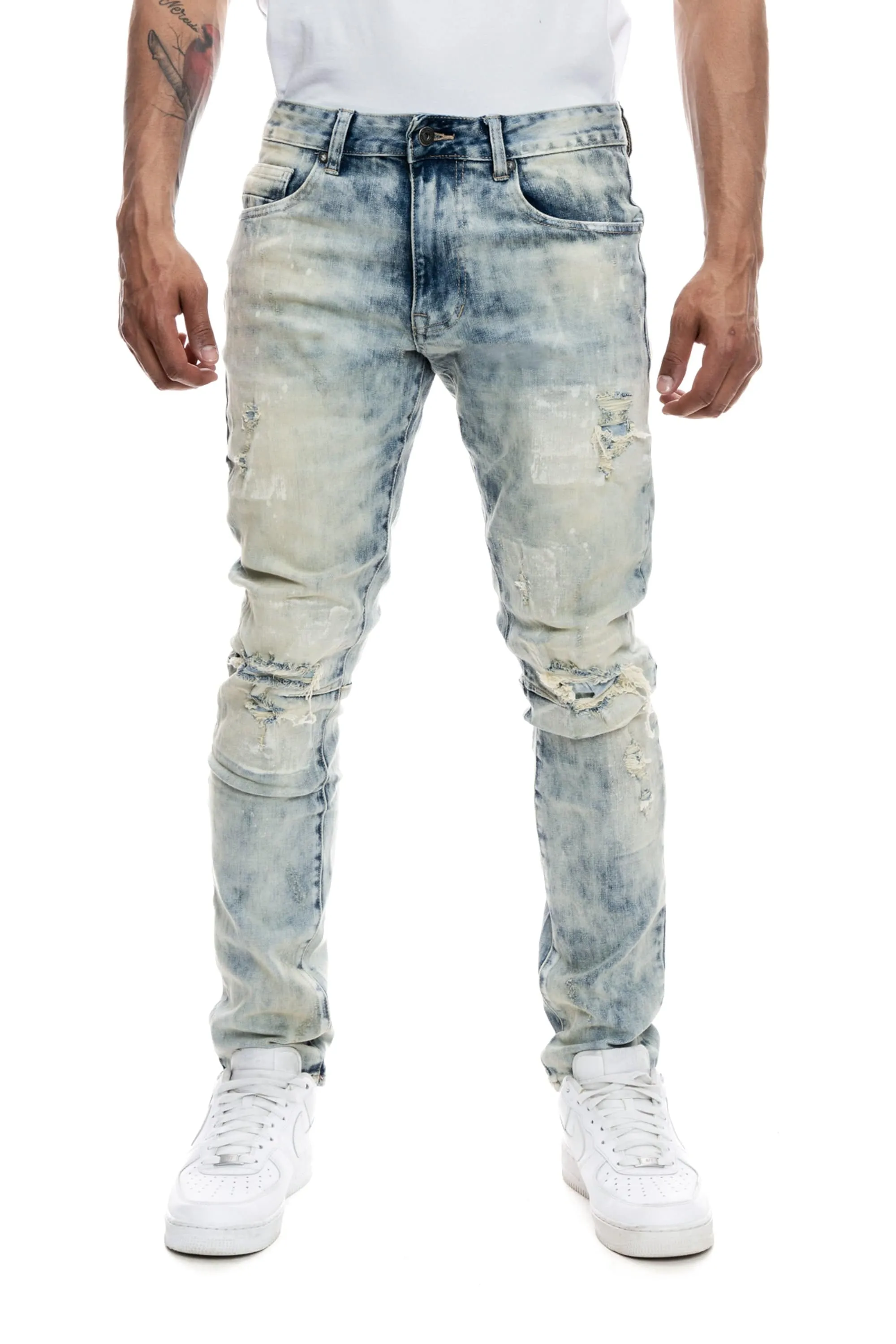 Patch Washed Jeans - Mojave Blue