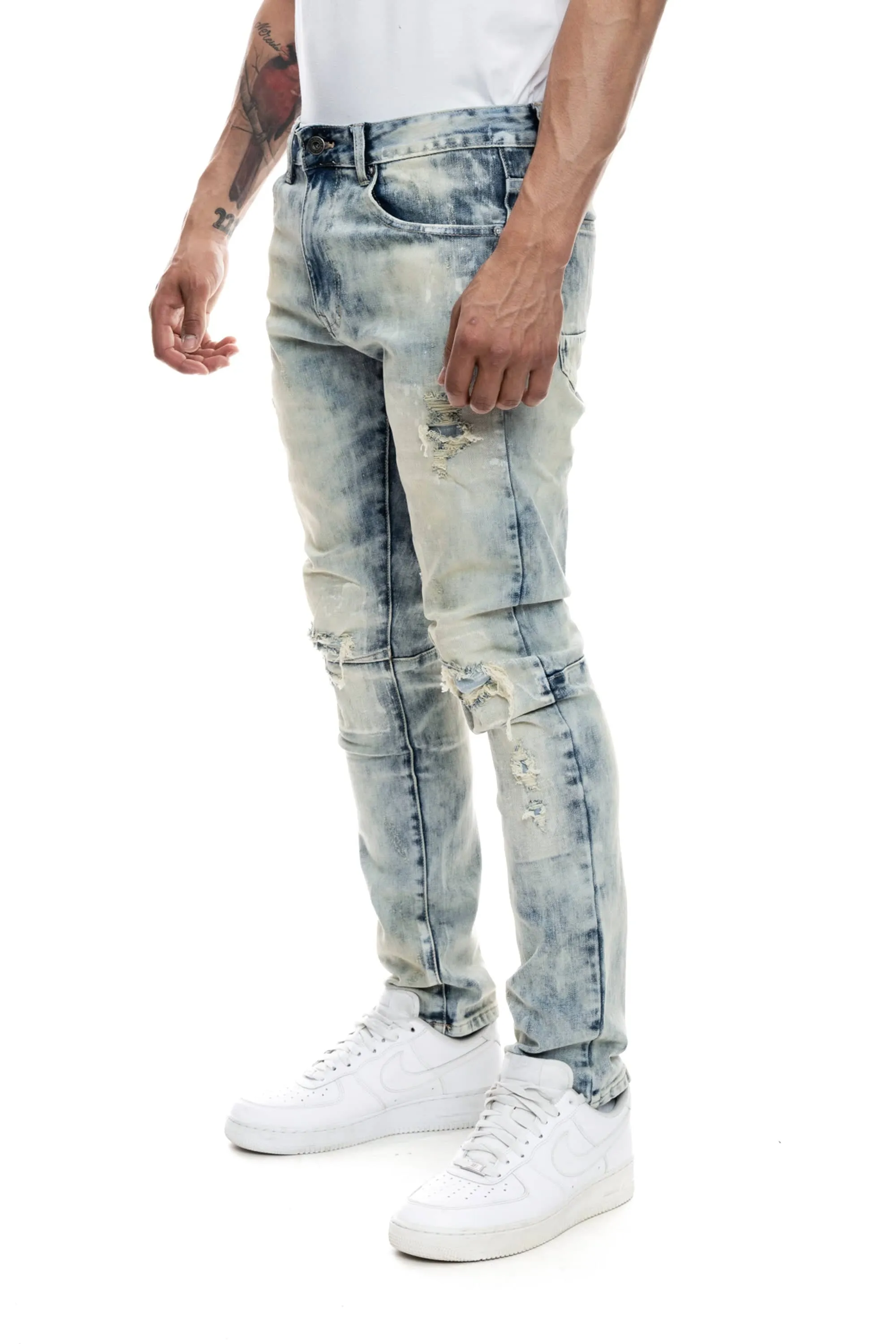 Patch Washed Jeans - Mojave Blue