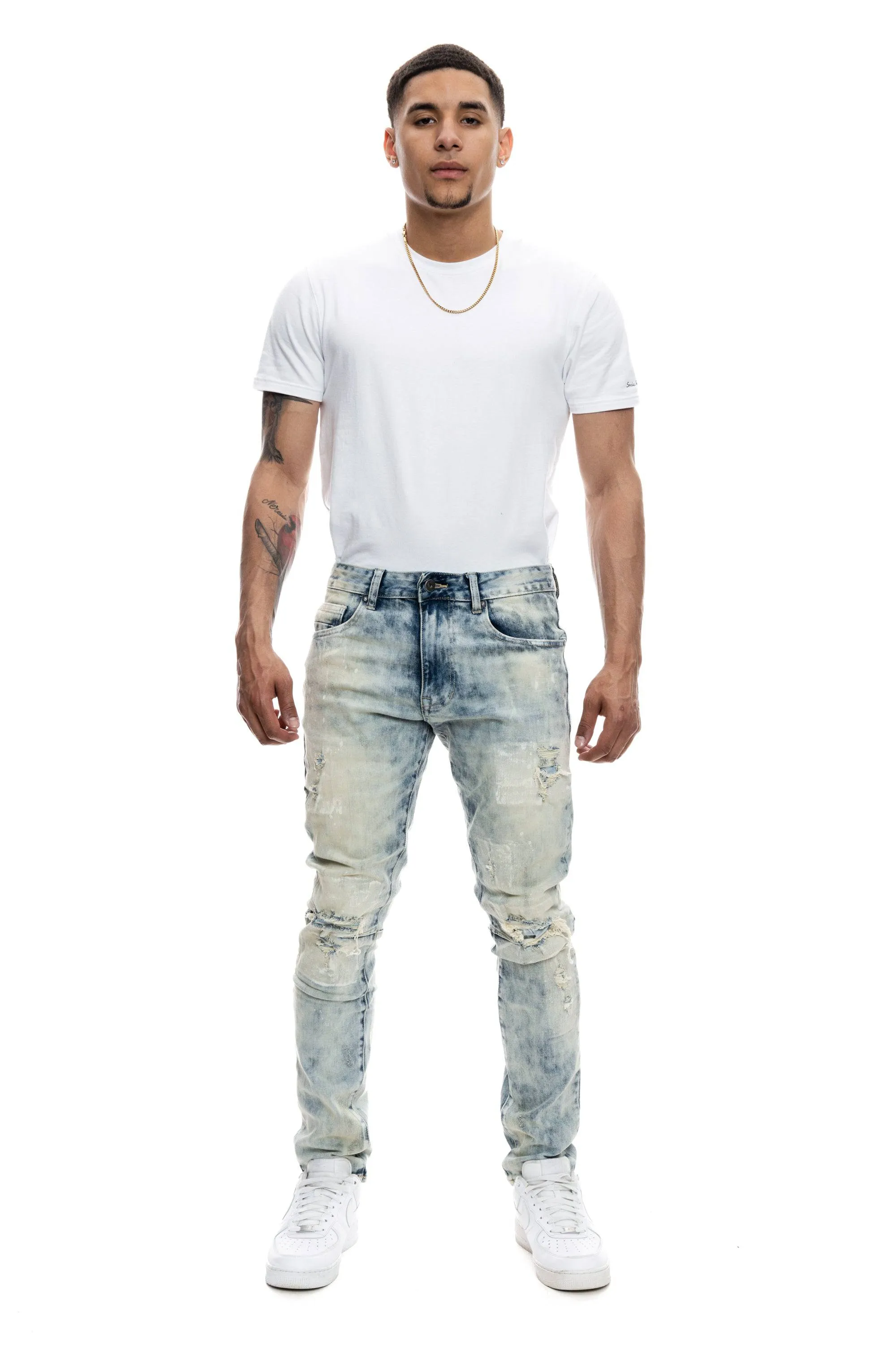 Patch Washed Jeans - Mojave Blue