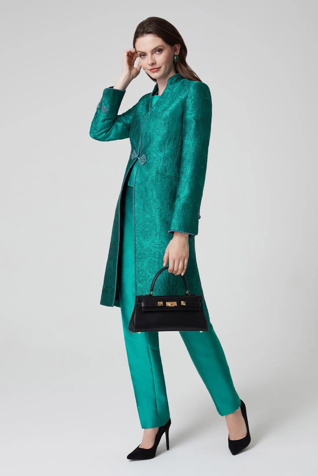 Peacock Sateen Trousers - Phoebe