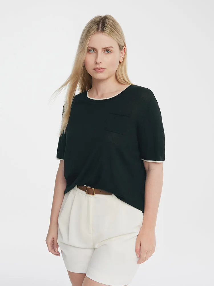 Pure Wool Short-Sleeved Pullover