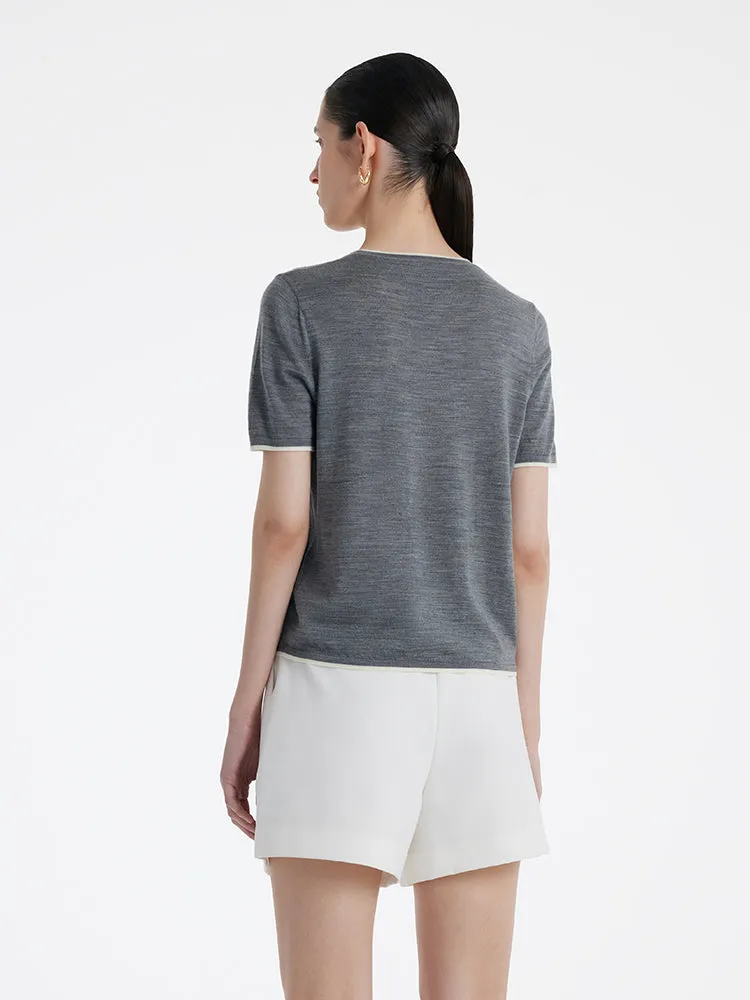 Pure Wool Short-Sleeved Pullover