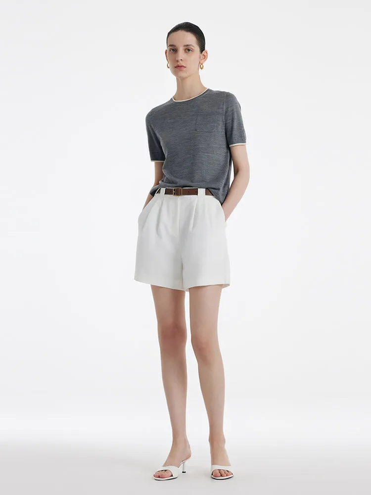 Pure Wool Short-Sleeved Pullover