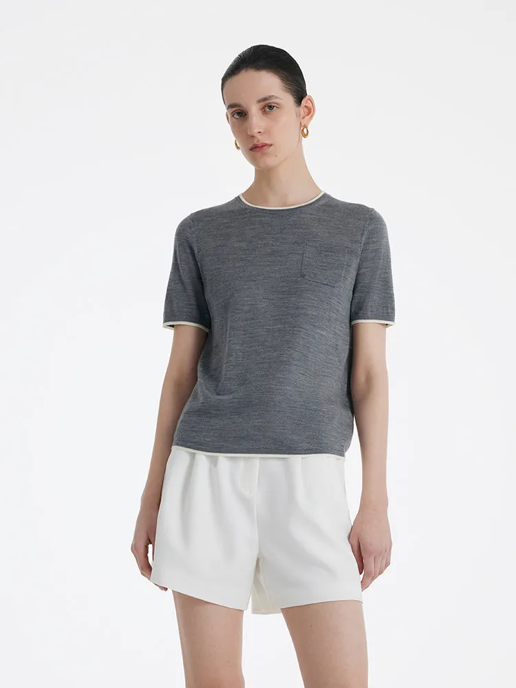 Pure Wool Short-Sleeved Pullover