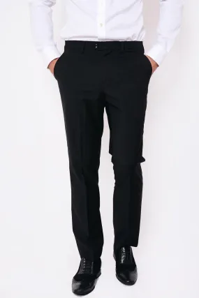 RAMBO - Black Flat Fronted Trousers