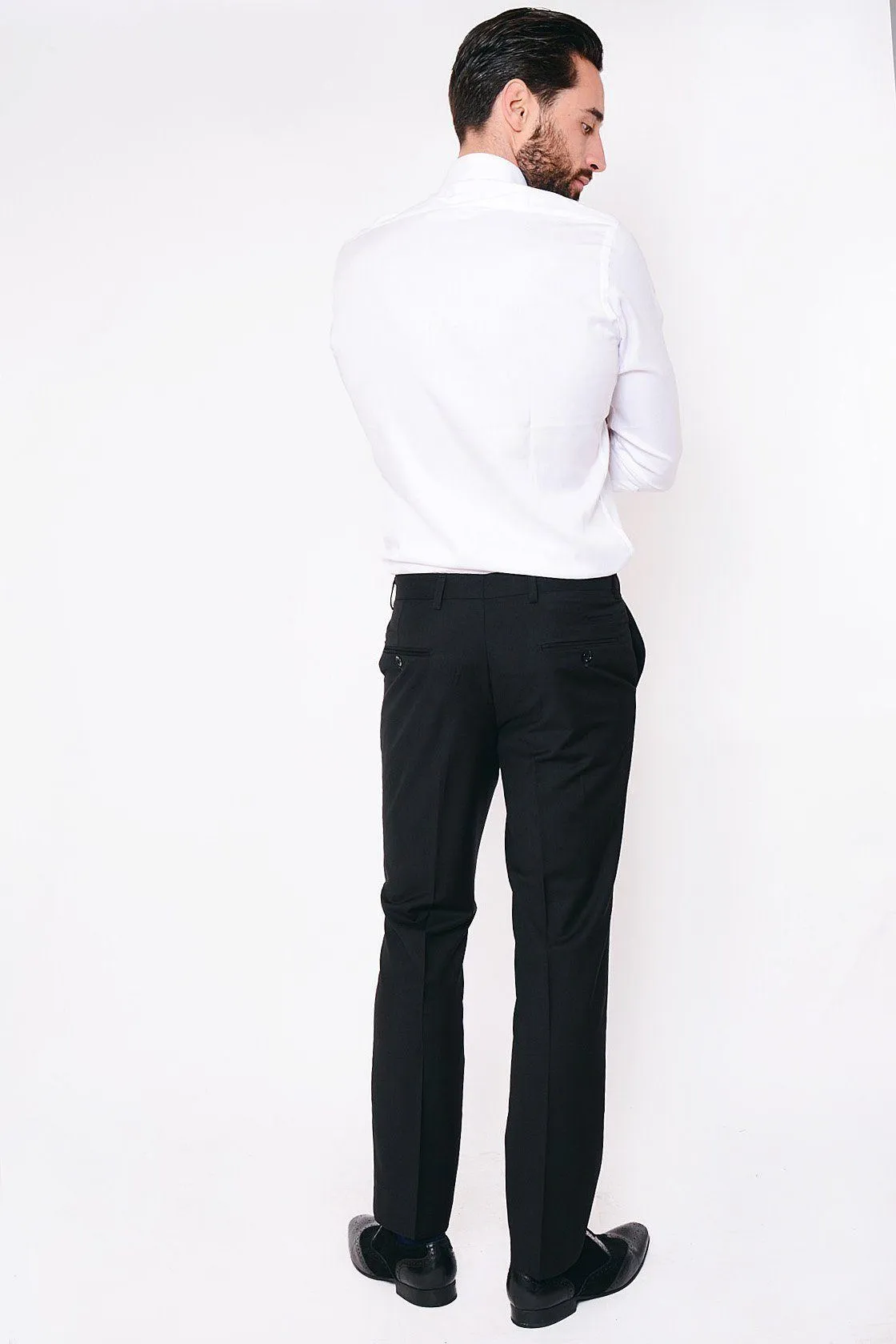 RAMBO - Black Flat Fronted Trousers