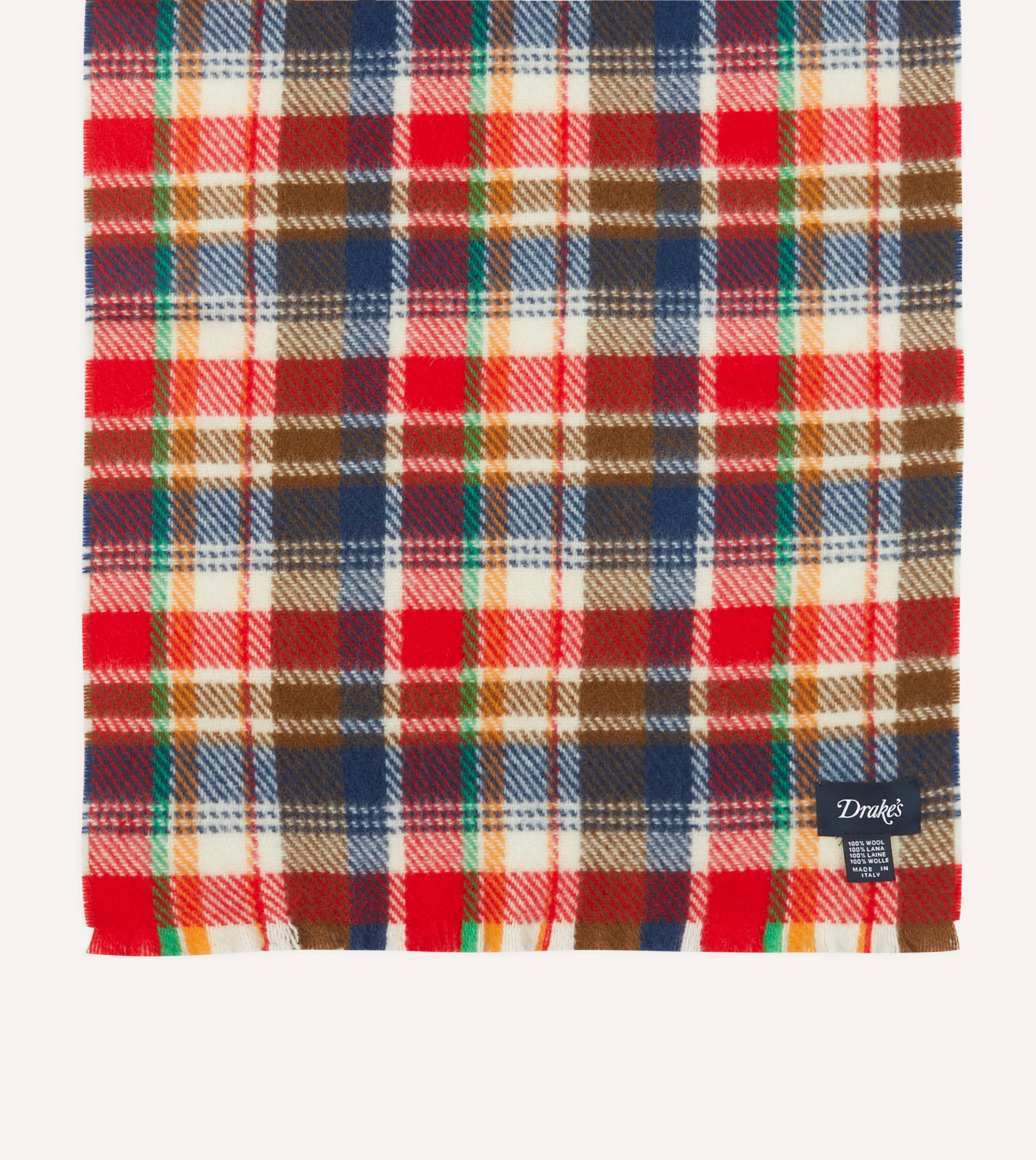 Red Tartan Check Wool Scarf