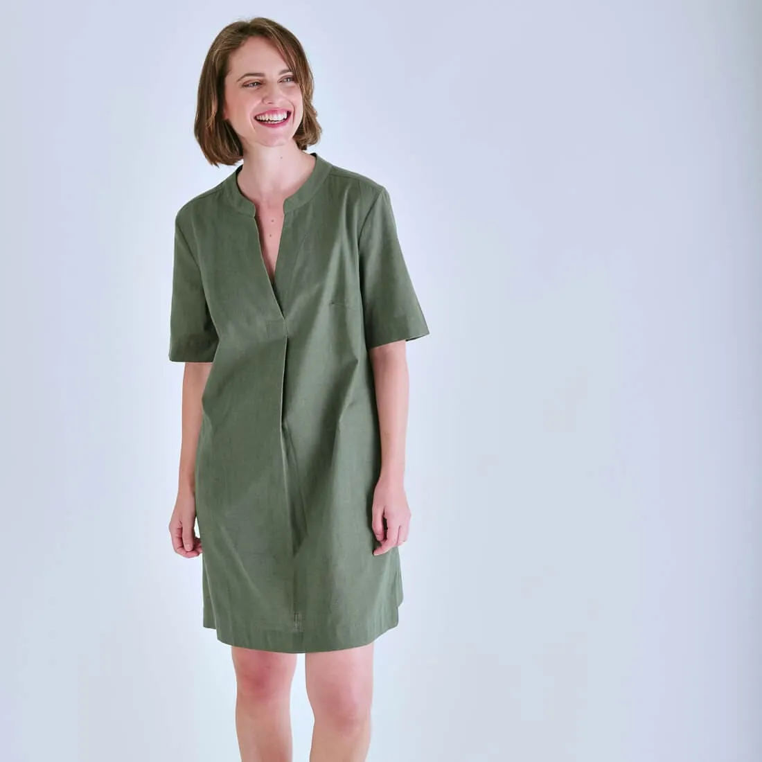 Rowen Cotton & Linen Tunic Dress | Olive