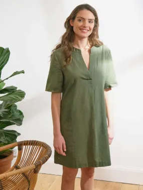 Rowen Cotton & Linen Tunic Dress | Olive