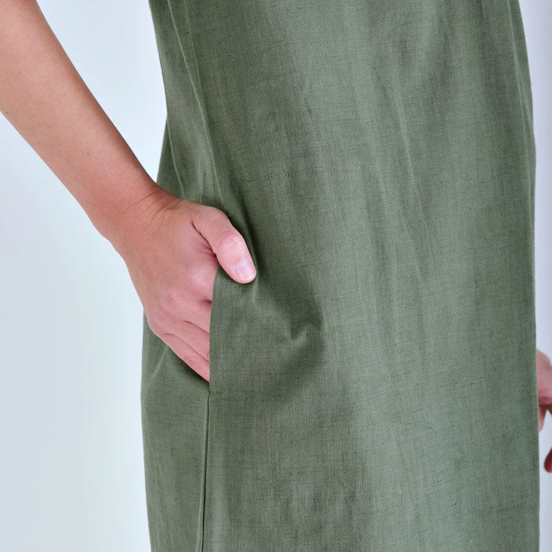 Rowen Cotton & Linen Tunic Dress | Olive