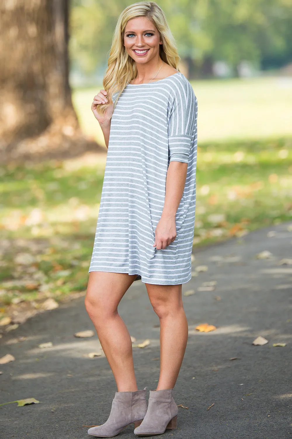 SALE-Half Sleeve Piko Tunic - Heather/White