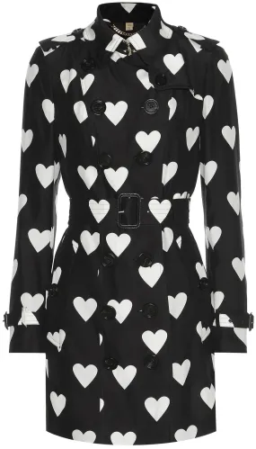 'Sandringham' Black & White Heart Printed Trench Coat