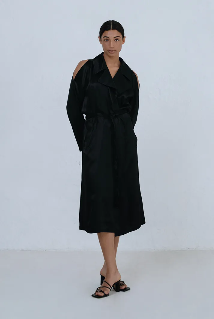 Satin Belted Trench Coat