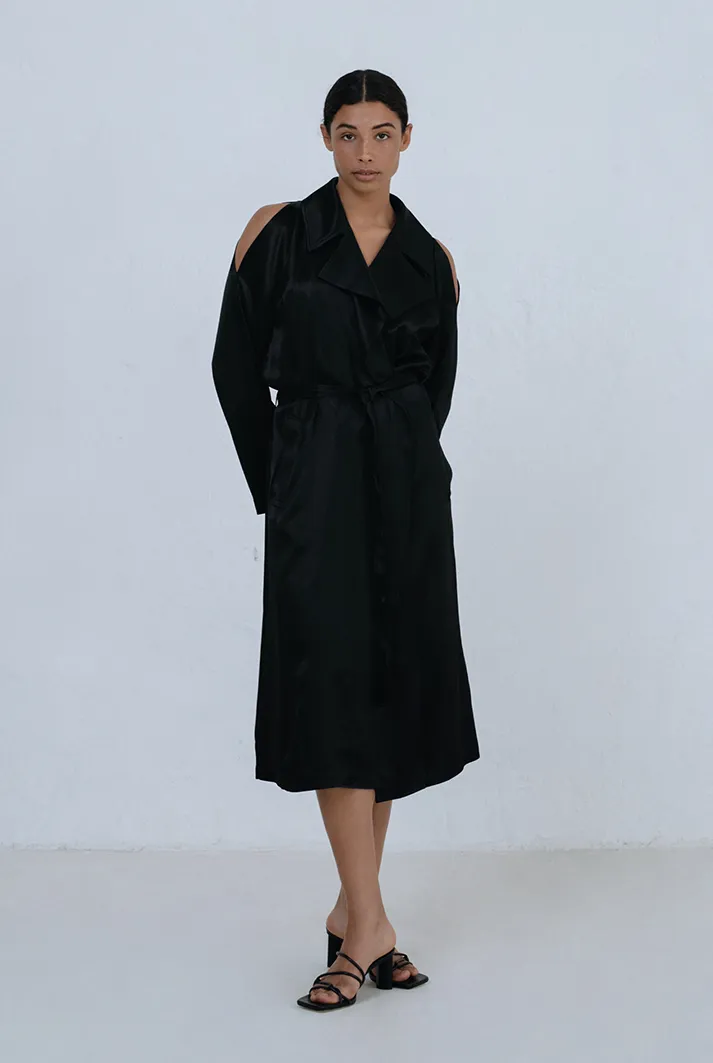 Satin Belted Trench Coat