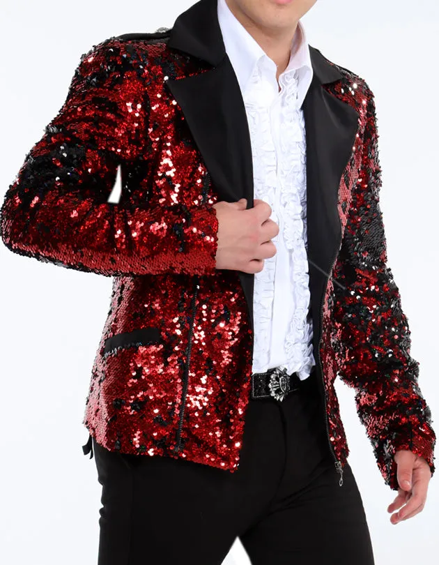 Sequined Jacket Red, Bomber sparkly jacket