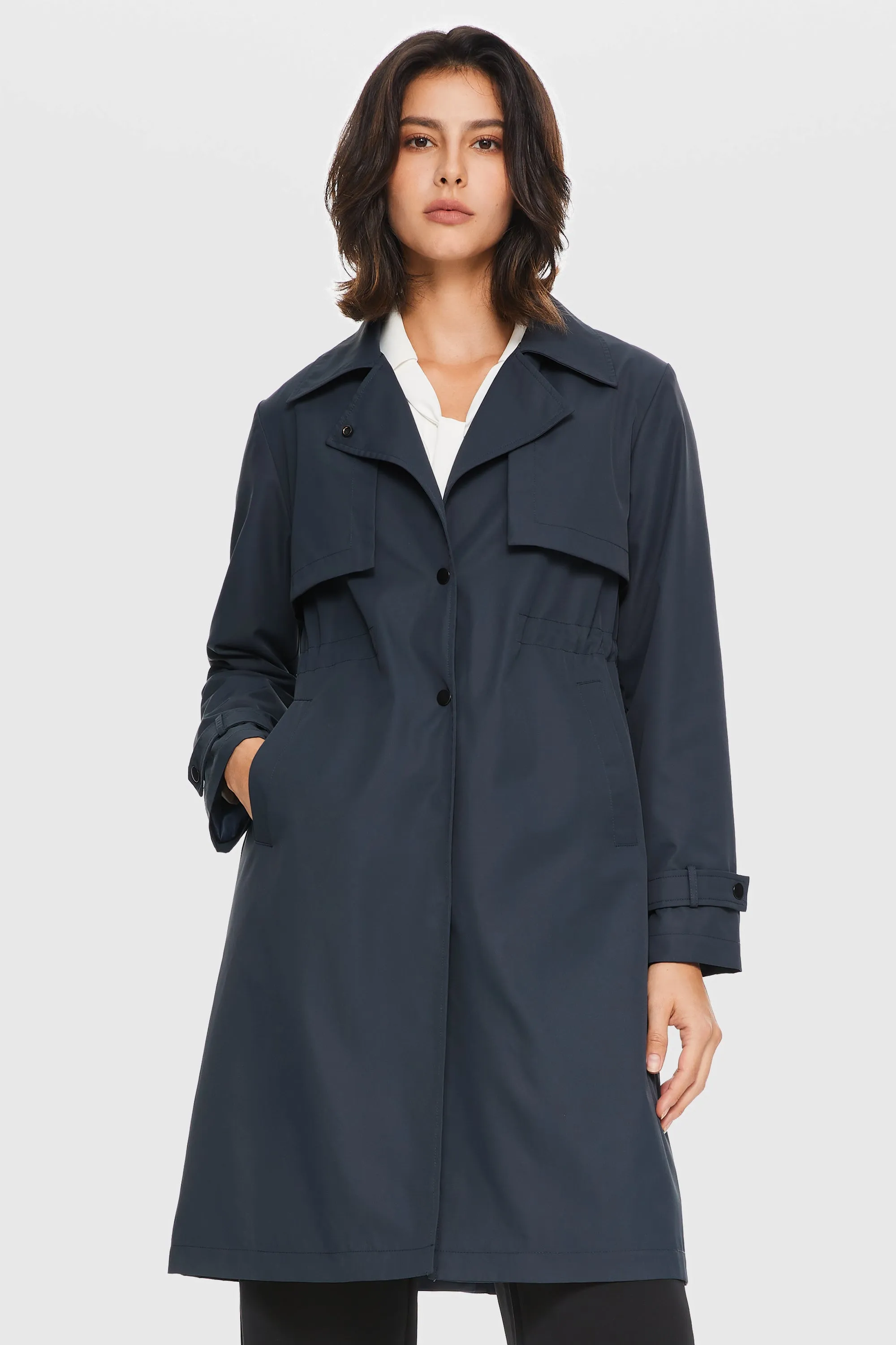 Slit Back Hem Breasted Trench Coat