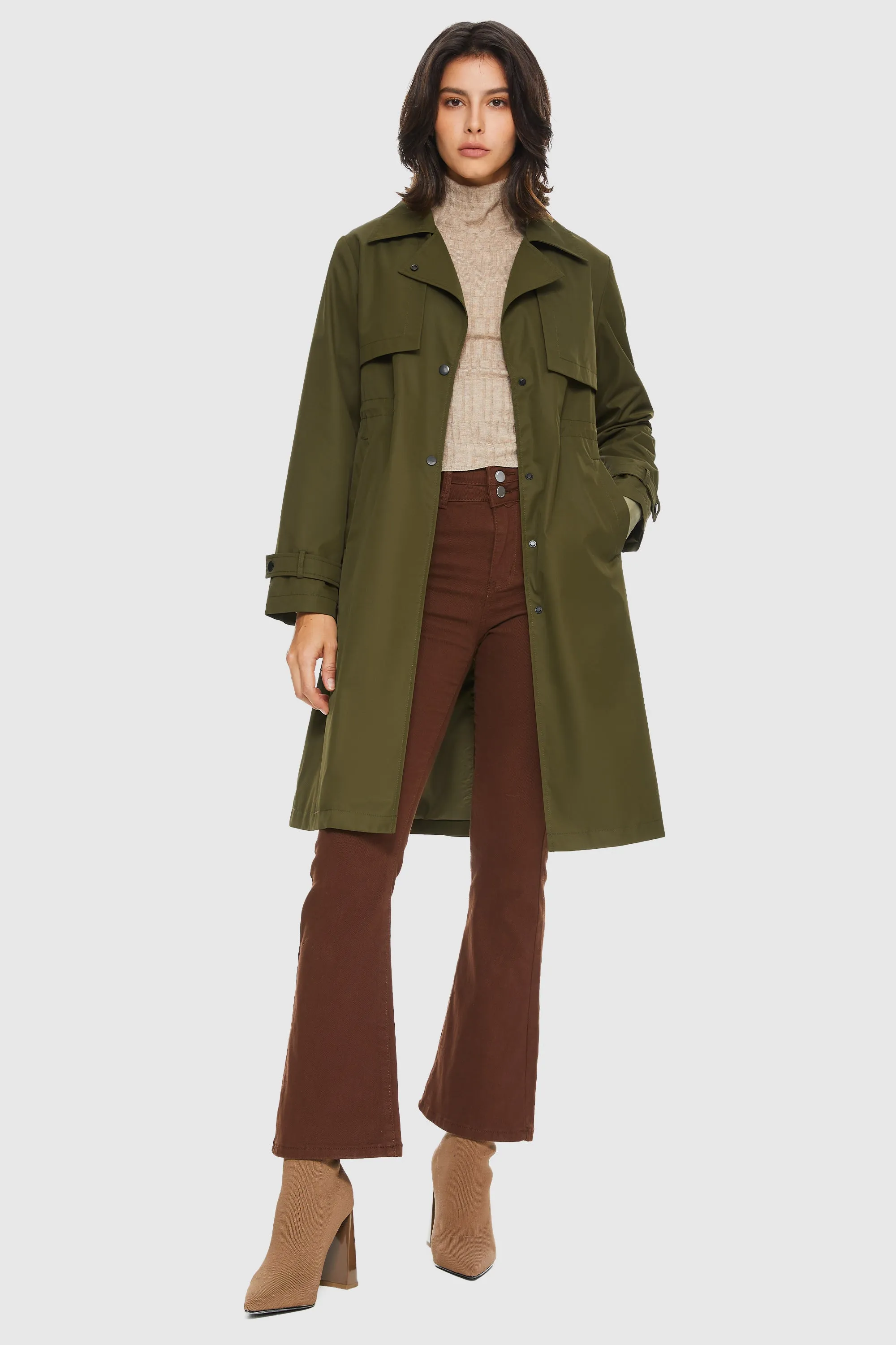 Slit Back Hem Breasted Trench Coat