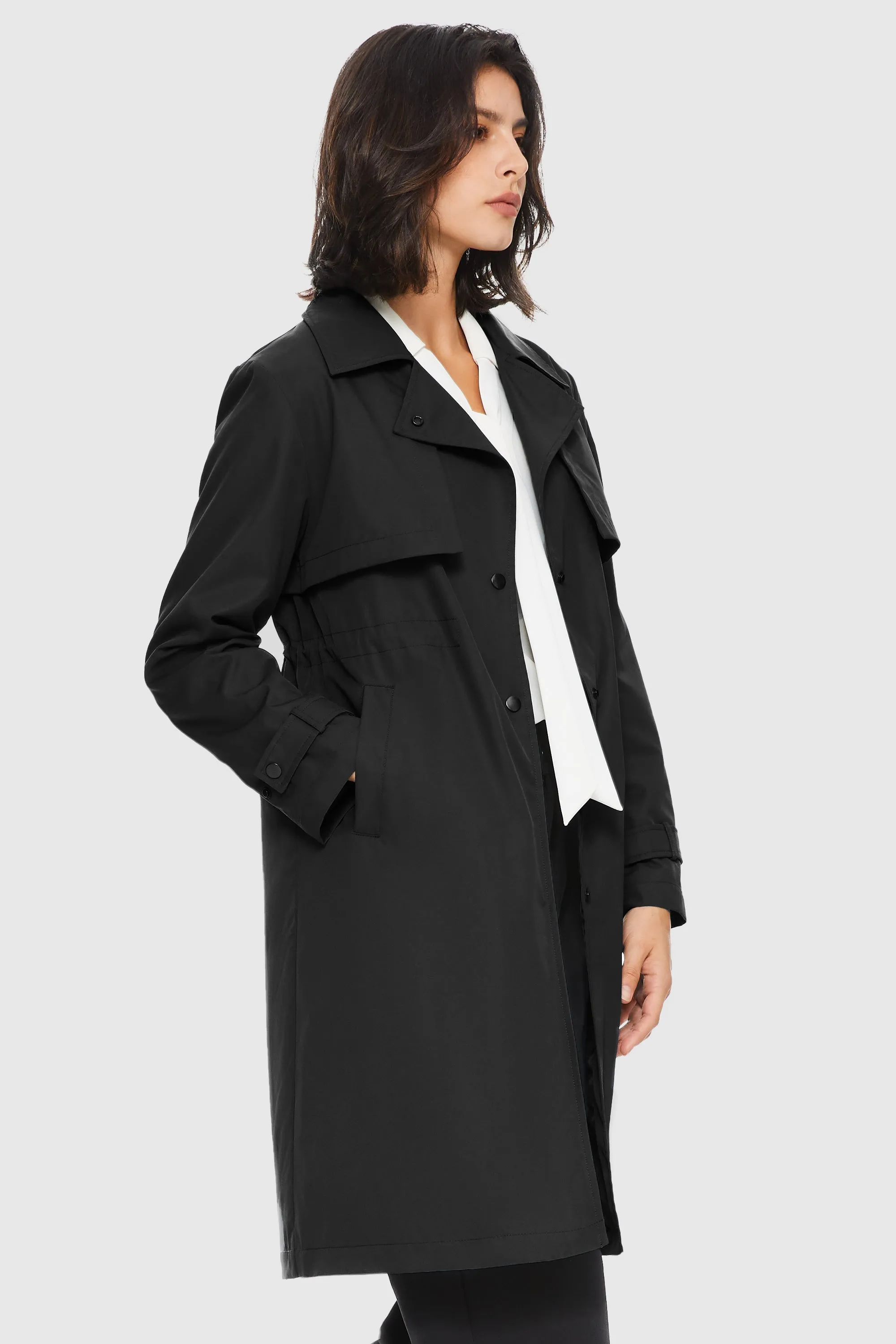 Slit Back Hem Breasted Trench Coat