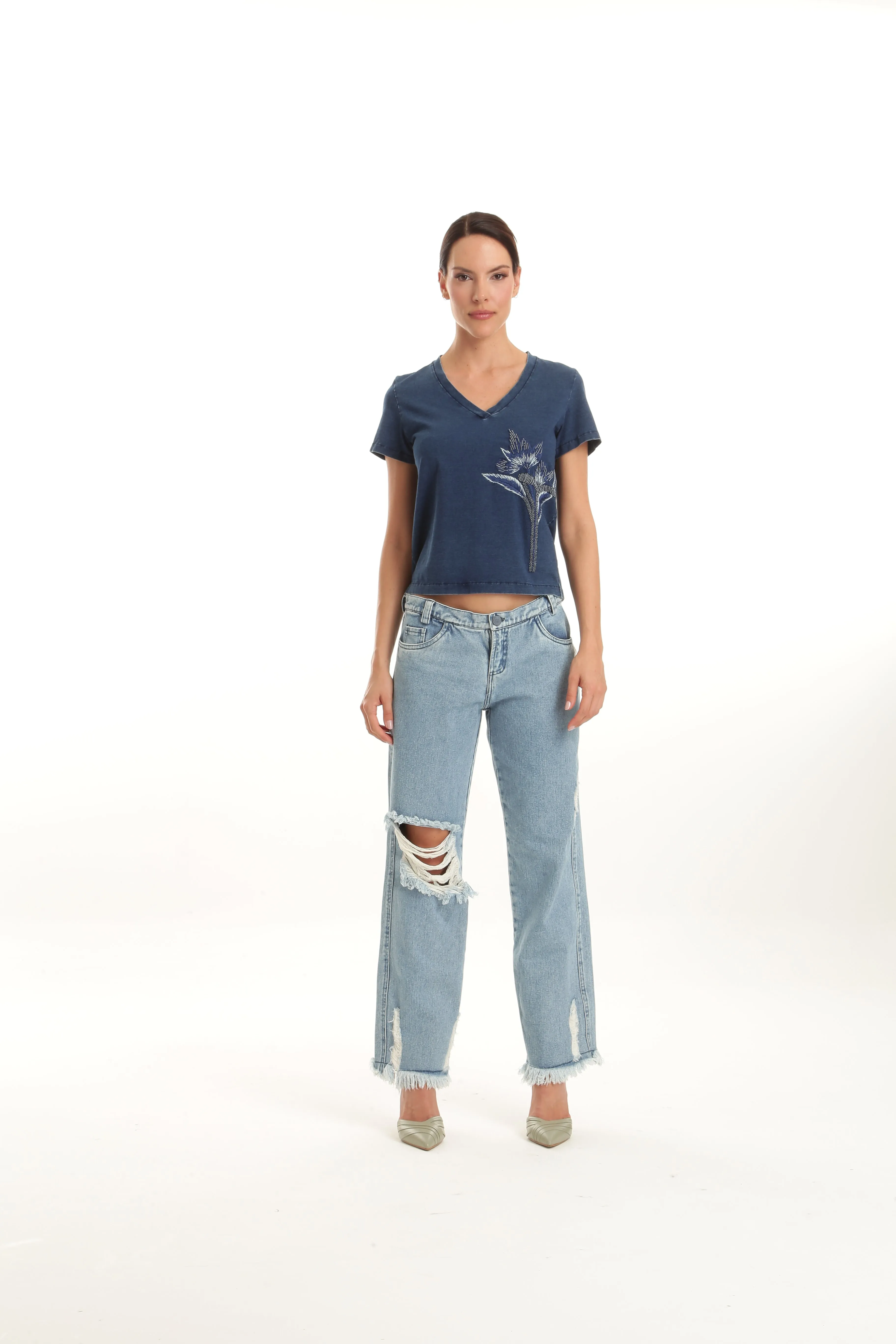 T-SHIRT FABIANA MILAZZO INDIGO ALANA GOLA V