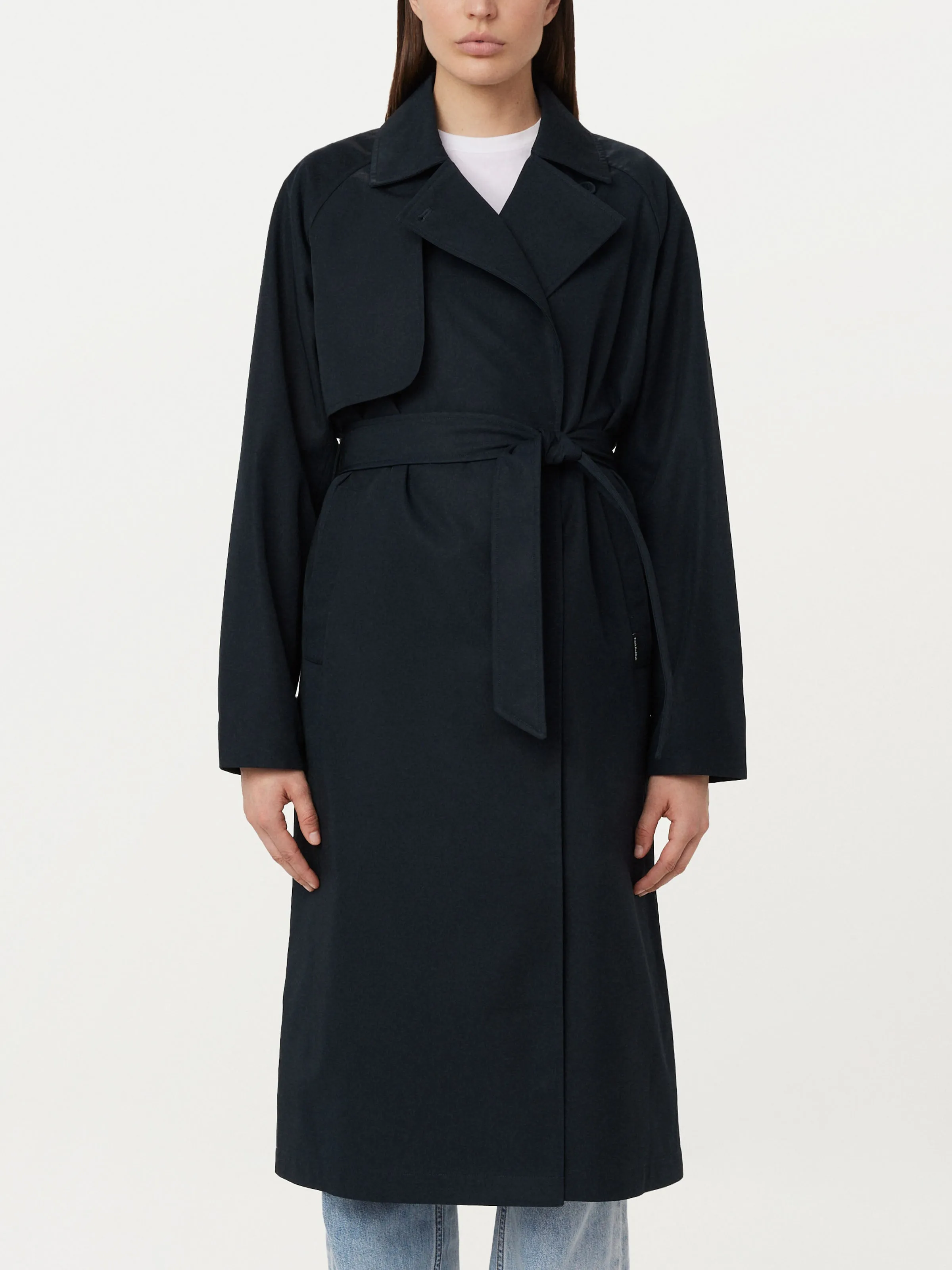 The Long Trench Coat in Deep Blue