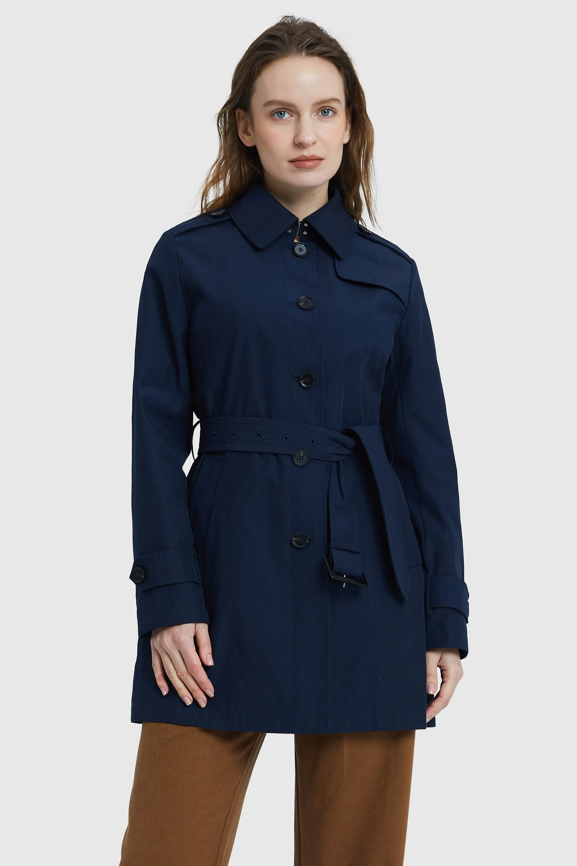 Windproof Classic Slim Belted Trench Coat