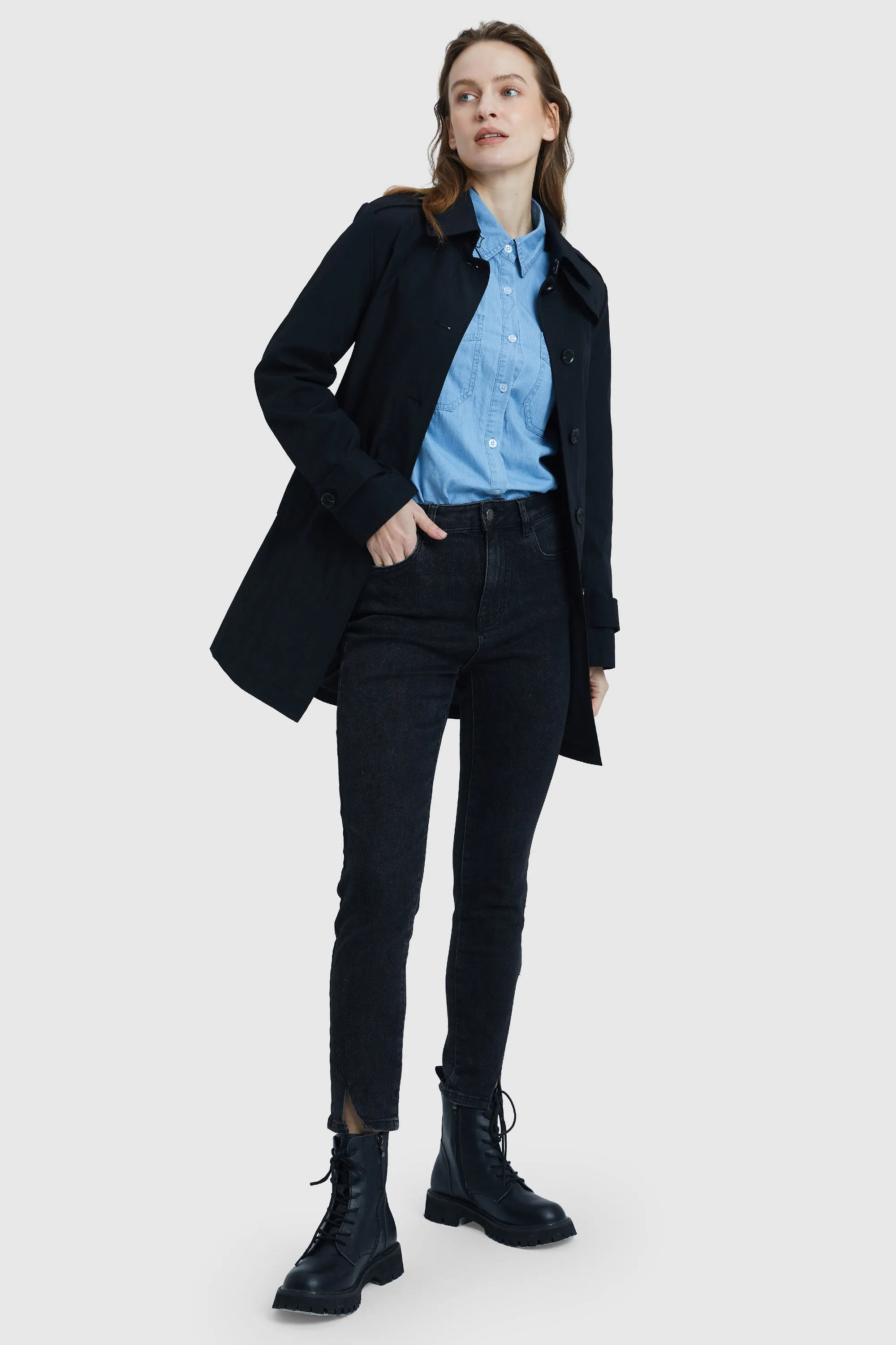 Windproof Classic Slim Belted Trench Coat