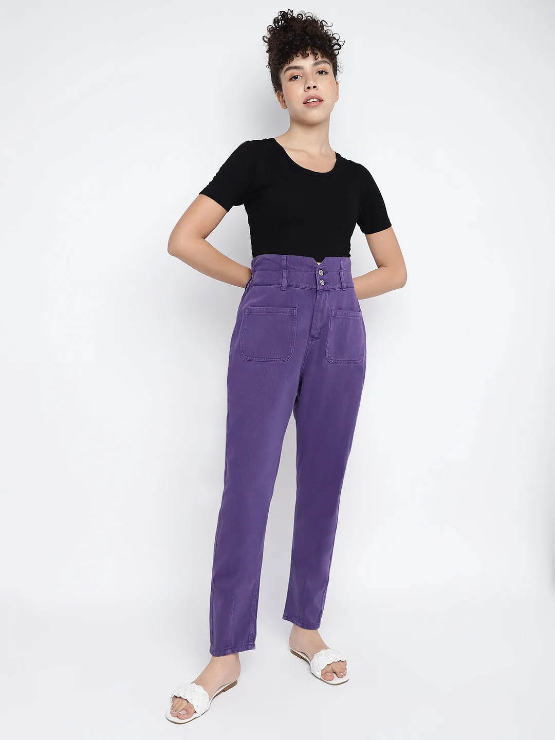 Women Cotton Purple Jeans