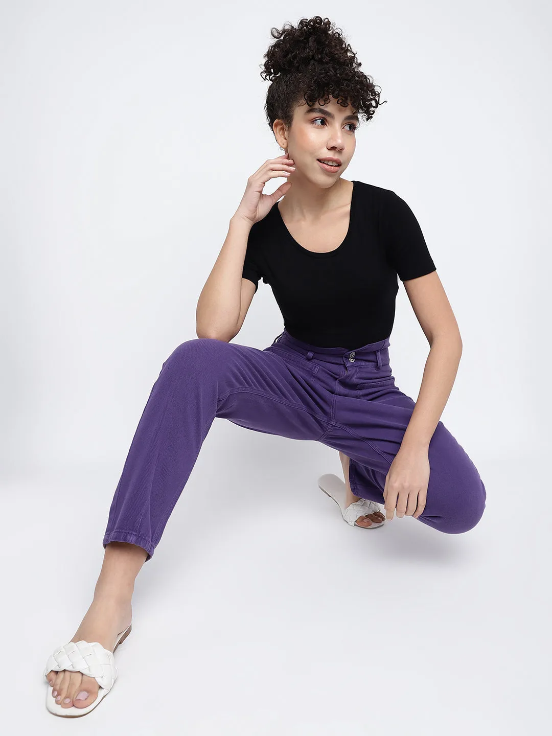 Women Cotton Purple Jeans